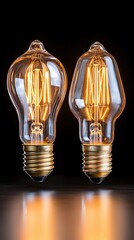 Poster - Two classic light bulbs on a neutral background symbolizing innovation and bright ideas in design