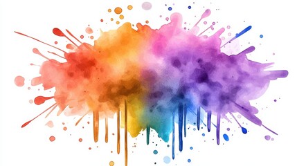 Poster - Colorful paint splatters on a white background creating a playful and artistic visual effect
