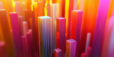 Leinwandbilder - Colorful Abstract Vertical Bars in a 3D Gradient Design Creating a Vibrant and Energetic Atmosphere for Modern Art and Technology Backgrounds