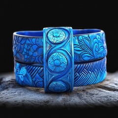 Poster - A beautiful blue bracelet with intricate patterns showcasing a unique design and elegant style