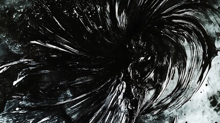 Poster - Dark Abstract Art Depicting Swirling Brushstrokes with Texture and Patterns