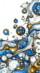 Poster - Stunning abstract painting in blue and white hues with dynamic swirls and textures creating depth