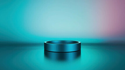 Poster - Circular Display Stand with Soft Gradient Light and Reflection on Smooth Surface