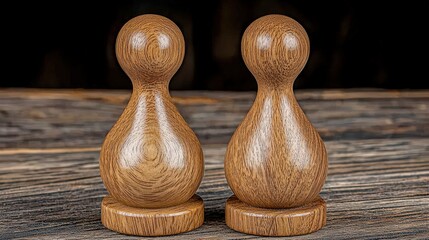 Poster - Simple and natural pair of wooden pegs on a light background showcasing rustic craftsmanship