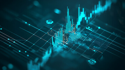 Poster - Analyzing financial trends with data visualization digital environment infographic style modern perspective
