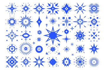 Poster - Celestial Collection: A captivating assortment of stylized stars, bursting with geometric elegance, poised to infuse your designs with a touch of cosmic allure.