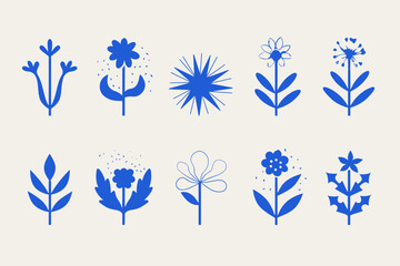 Fototapete - Floral Illustration Collection: An abstract collection of stylish floral illustrations in varying forms and sizes, providing versatility for graphic design purposes. 
