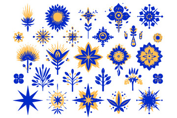 Poster - Floral Ornamentation: A collection of intricate floral designs showcasing symmetry and geometric patterns, radiating a captivating aesthetic. Featuring unique illustrations and a blend of simplicity.