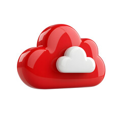 Aufkleber - Minimalist and modern red cloud icon with a luxuriously smooth glossy texture and subtle lighting reflections conveying a high tech digital aesthetic against a clean white background
