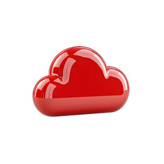 Aufkleber - Shiny metallic red chrome cloud shaped icon with a polished reflective finish and rounded contours perfect for a modern premium digital user interface or application design