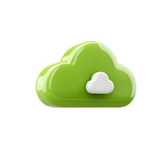 Aufkleber - Minimalistic ultra polished green metallic glossy cloud icon with a contemporary seamless rounded design