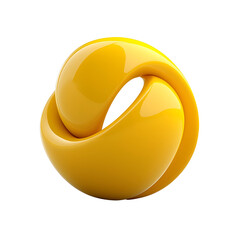 Poster - Smooth polished abstract object with a golden yellow fluid wave and ripple effect creating a dynamic and modern visual design