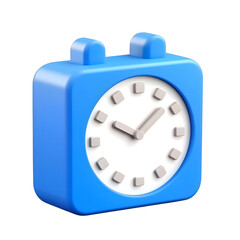 Leinwandbilder - Sleek and modern minimalistic blue calendar icon with a small clock symbol representing deadlines and notifications in a polished UI design isolated on a transparent background