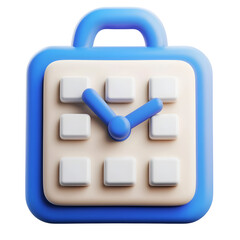 Leinwandbilder - Vibrant blue 3D of a clean minimalist digital calendar icon with an embedded clock for scheduling and managing reminders and tasks