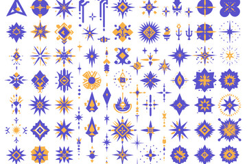 Poster - Celestial Constellation: A vast collection of intricately designed star shapes in vibrant colors, evoking a sense of wonder and cosmic beauty. 