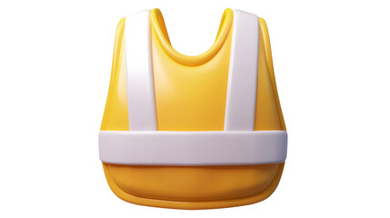 Poster - 3D rendering of a simple modern and minimalist yellow safety vest UI icon with a structured geometric design and textured surface