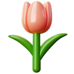 Poster - A 3D rendering of a vibrant pink tulip flower icon designed for use in modern web and software interfaces