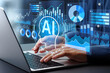 © tadamichi - AI web analytics and marketing prediction analysis. Artificial intelligence analyzing customer behavior data. Data scientist using laptop computer to give instructions to AI.
