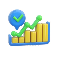 Aufkleber - 3D render of a digital analytics chart icon representing business data growth and successful performance metrics