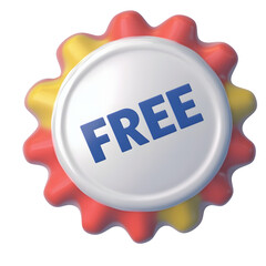 Fototapete - 3D render of a clean and modern free badge icon with a scalloped circular shape decorative radial lines and the word  FREE  in the center designed for website UI and digital marketing purposes