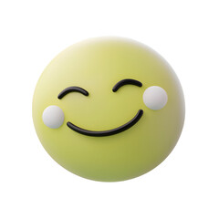 Leinwandbilder - A close up render of a clean smooth and simplified 3D smiley face icon with a warm positive expression against a white transparent background