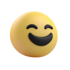 Aufkleber - Bright and friendly 3D minimalist icon depicting a cheerful happy face with a symmetrical curved smile on a clean white transparent background