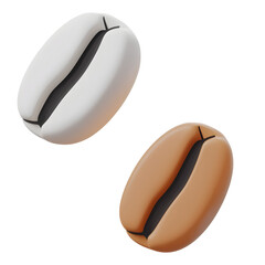 Poster - Close up photography of two minimalist coffee beans showcasing their smooth natural curves and elegant simplified design against a clean white background