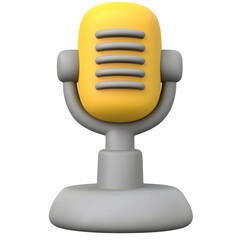 Fototapete - A highly detailed and polished 3D rendering of a sleek contemporary microphone icon with a clean refined silhouette and a well balanced stand designed for multimedia broadcasting