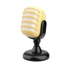 Poster - A modern stylized 3D rendering of a professional looking microphone icon featuring a clean minimalist design with a well balanced stand on a transparent background