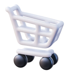 Leinwandbilder - Sleek and stylish 3D rendering of a minimalist shopping cart icon with a modern curved structure and carefully crafted wheels ideal for digital applications and user interface design