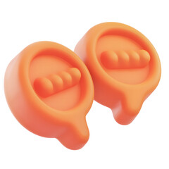 Poster - Minimalist 3D render of a sleek modern pair of speech bubble icons with refined contours ideal for website or app user interface design