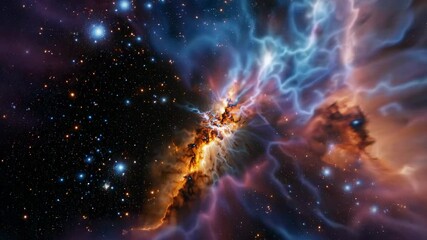 Wall Mural - a cosmic explosion with vibrant colors and electric patterns, captured from a top-down angle, resemb