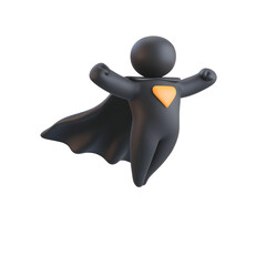 Poster - A bold minimalist digital icon depicting a confident superhero figure with a flowing cape symbolizing power strength and heroic action