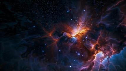 Wall Mural - a cosmic explosion in vivid colors, captured from a top-down angle, resembling a nebula. perfect for