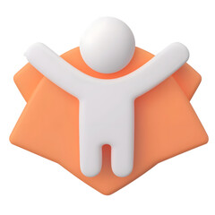 Poster - Crisp and detailed 3D render of a modern structured superhero emblem icon with a bold stance and minimalistic refined UI aesthetic isolated on a transparent white background