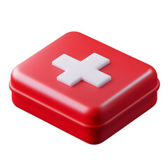 Fototapete - Minimalist 3D medical emergency box icon with a clean contemporary design representing healthcare safety and rapid response
