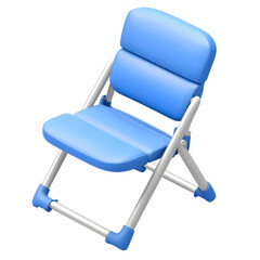 Aufkleber - Minimalist 3D of a lightweight foldable outdoor camping chair with a collapsible frame and a comfortable blue padded seat for relaxation and leisure activities