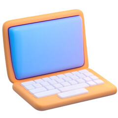 Poster - A minimalist 3D of a professional grade notebook computer featuring a large display and a compact clean keyboard design serving as an iconic web UI element
