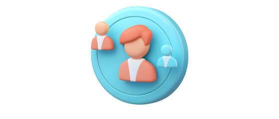 Poster - A set of 3D rendered icons depicting various aspects of teamwork business coordination and corporate structure