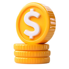 Aufkleber - A stack of shiny golden coins with a prominent white dollar symbol on the top coin representing wealth finance and monetary value