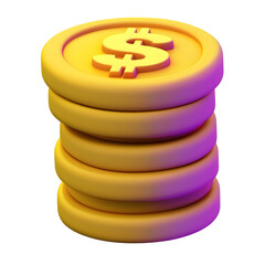 Aufkleber - A visually balanced icon featuring stacked gold coins with a prominent dollar sign symbol designed for digital user interfaces and financial applications