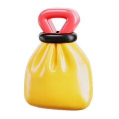 Poster - 3D rendered image of a plastic shopping bag icon with a sleek minimalist design suitable for web and digital applications
