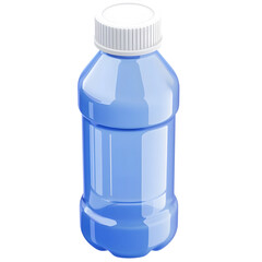 Fototapete - A stylized transparent 3D render of a plastic water bottle on a white background showcasing a simple modern product design