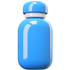 Poster - A 3D rendered image of a simple blue water bottle with a white cap designed as a clean and minimalist user interface icon for digital applications