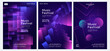 © Naphat - EDM or Electronoic Dance Music festival poster with neon purple and blue tones; dynamic wave patterns. Futuristic; Technology abstract background.