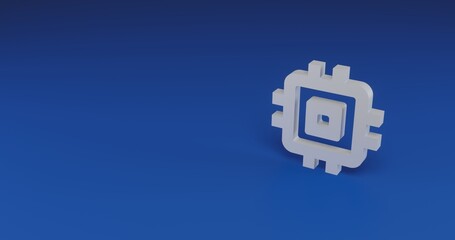 Poster - Isolated realistic white chip symbol with shadow. Located on the right side of the scene. 3d illustration on transparent background