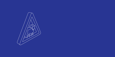 Poster - The outline of a large pets road sign made of white lines on the left. 3D view of the object in perspective. Vector illustration on indigo background