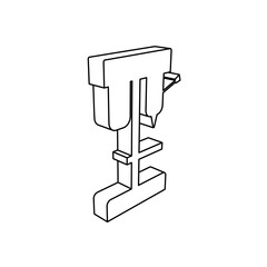 Poster - The outline of a large boring mill symbol is made with black lines. 3D view of the object in perspective. Vector illustration on white background