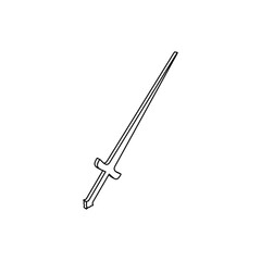 Poster - The outline of a large sword symbol is made with black lines. 3D view of the object in perspective. Vector illustration on white background