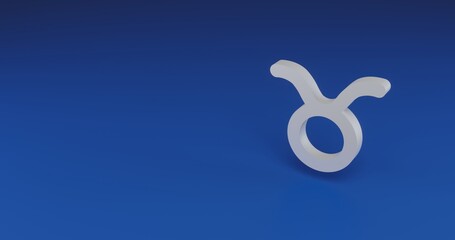 Poster - Isolated realistic white zodiac taurus symbol with shadow. Located on the right side of the scene. 3d illustration on transparent background